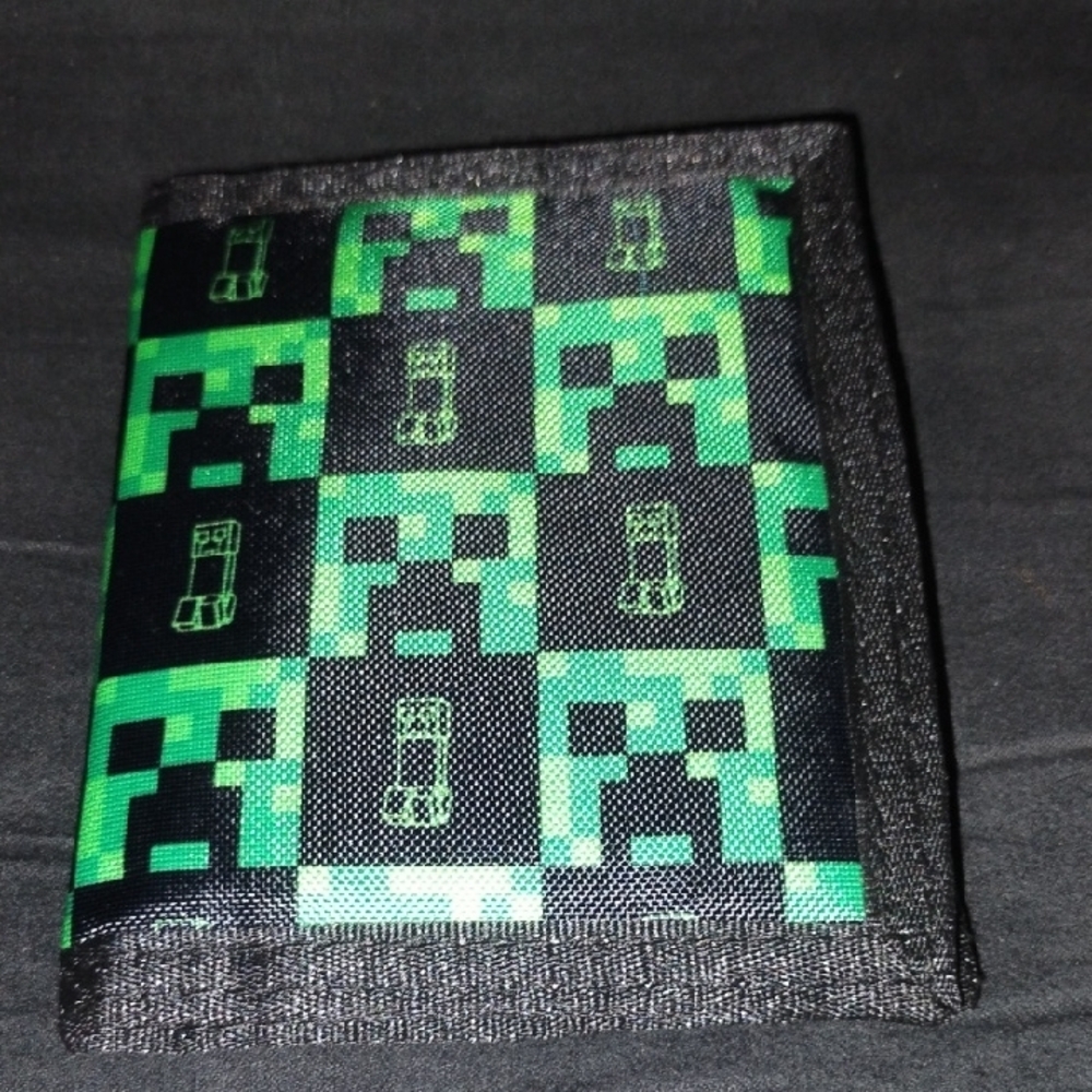 Green and Black Pixel Art Wallet